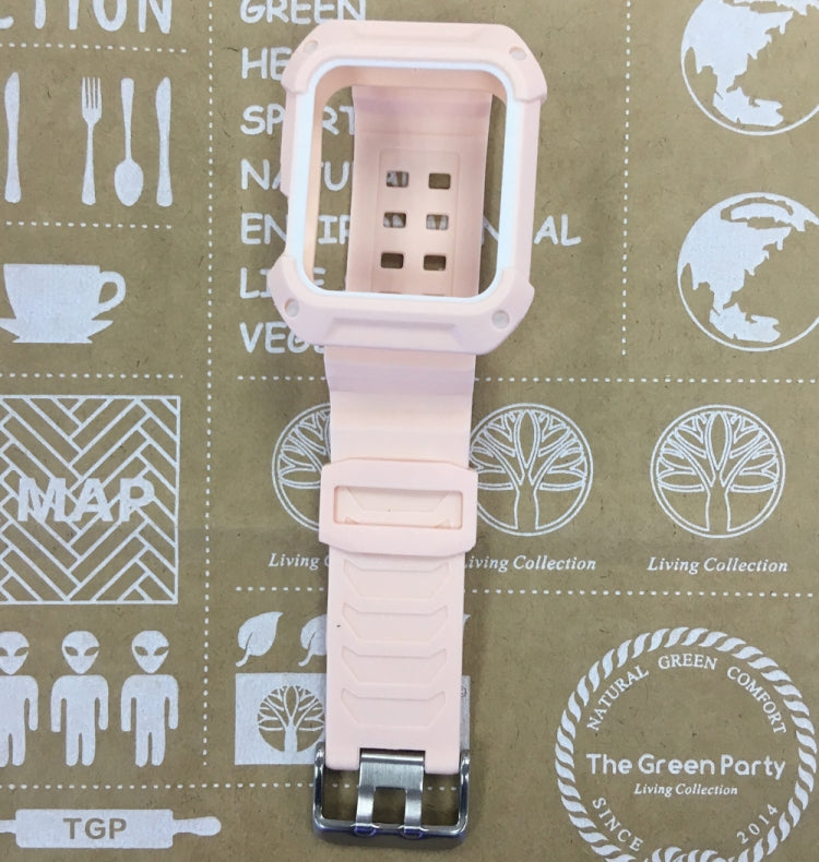 Skorter | For Apple Watch 3 / 2 / 1 Generation 42mm All-In-One Silicone Band (Pink + White)