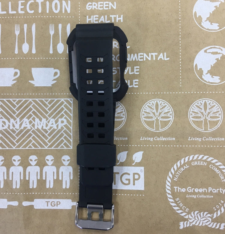 Skorter | For Apple Watch 3 / 2 / 1 Generation 42mm All-In-One Silicone Band (Black + White)