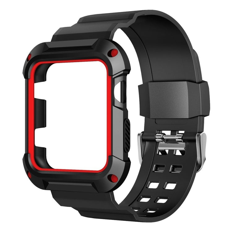 Skorter | For Apple Watch 3 / 2 / 1 Generation 42mm All-In-One Silicone Band (Black + Red)