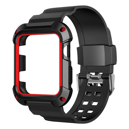 Skorter | For Apple Watch 3 / 2 / 1 Generation 42mm All-In-One Silicone Band (Black + Red)
