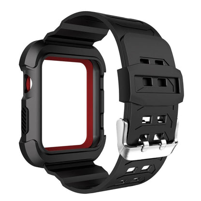 Skorter | For Apple Watch 3 / 2 / 1 Generation 42mm All-In-One Silicone Band (Black + Red)