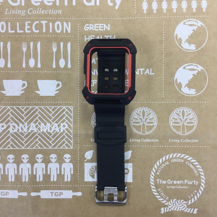 Skorter | For Apple Watch 3 / 2 / 1 Generation 42mm All-In-One Silicone Band (Black + Red)