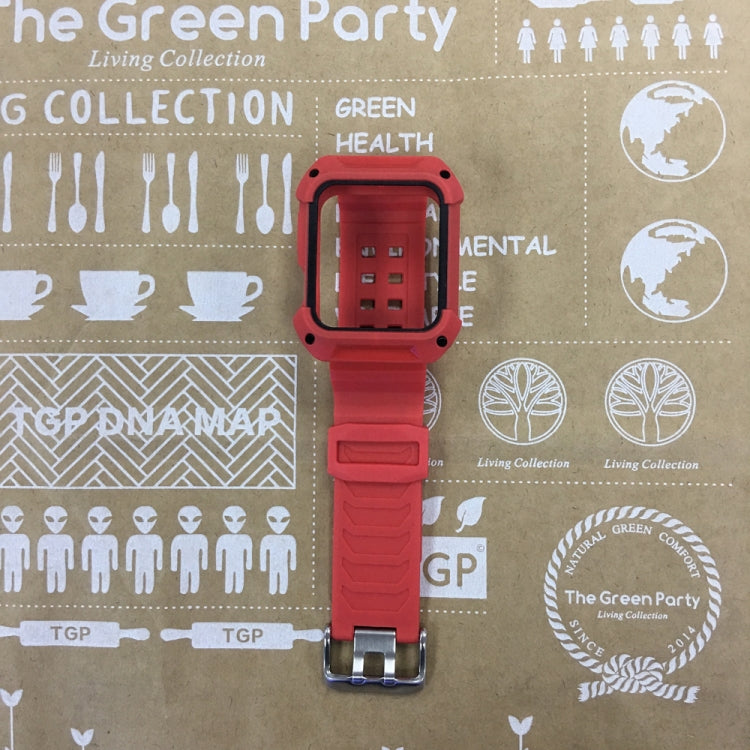 Skorter | For Apple Watch 3 / 2 / 1 Generation 42mm All-In-One Silicone Strap (Red + Black)