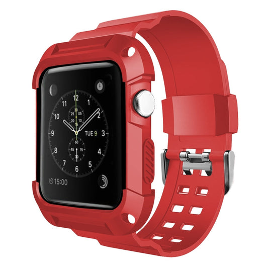Skorter | For Apple Watch 3 / 2 / 1 Generation 42mm All-In-One Silicone Strap (Red + Black)