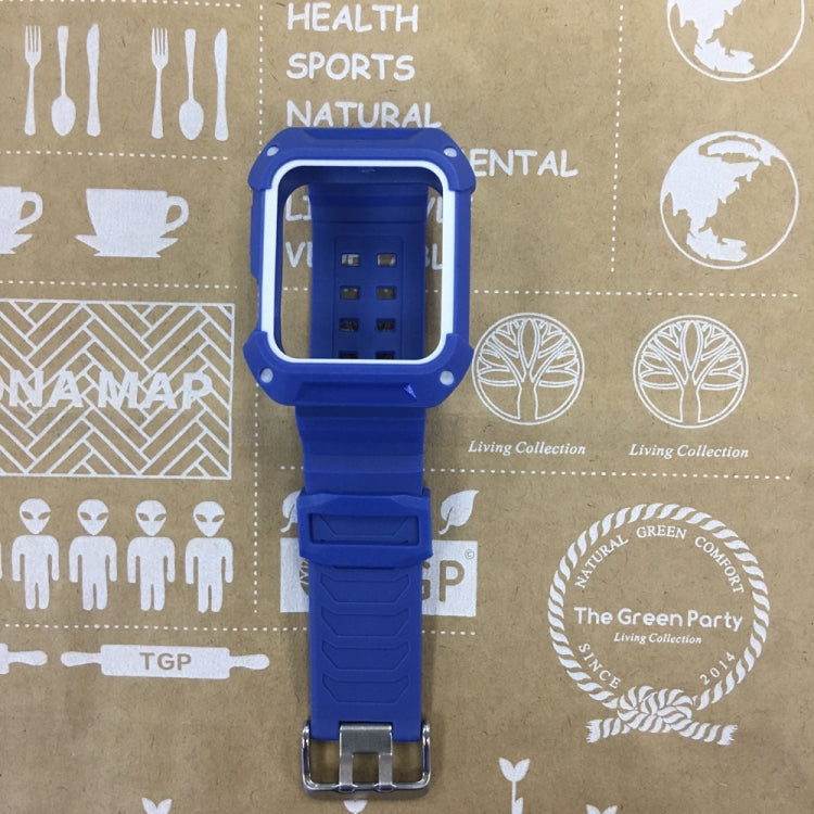 Skorter | For Apple Watch 3 / 2 / 1 Generation 42mm All-In-One Silicone Band (Blue + White)