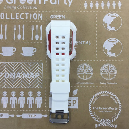 Skorter | For Apple Watch 3 / 2 / 1 Generation 38mm All-in-One Silicone Strap (White + Red)