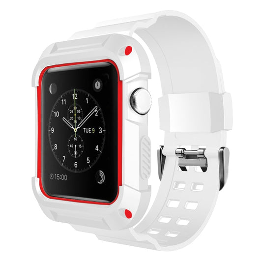 Skorter | For Apple Watch 3 / 2 / 1 Generation 38mm All-in-One Silicone Strap (White + Red)