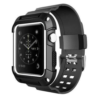 Skorter | For Apple Watch 3 / 2 / 1 Generation 38mm All-In-One Silicone Strap (Black + White)