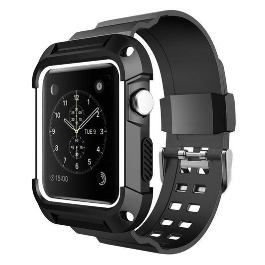 Skorter | For Apple Watch 3 / 2 / 1 Generation 38mm All-In-One Silicone Strap (Black + White)
