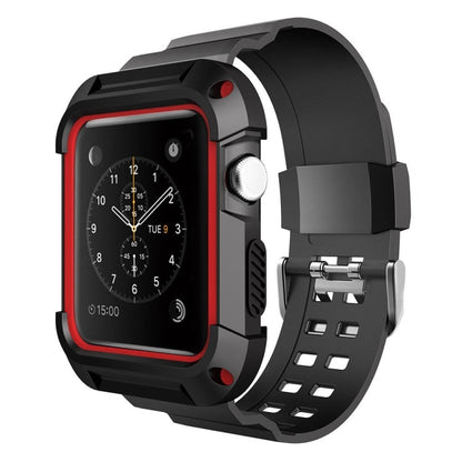 Skorter | For Apple Watch 3 / 2 / 1 Generation 38mm All-In-One Silicone Strap (Black + Red)