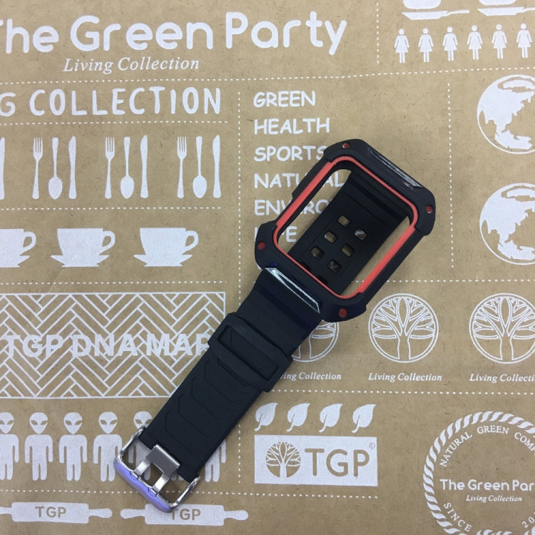 Skorter | For Apple Watch 3 / 2 / 1 Generation 38mm All-In-One Silicone Strap (Black + Red)