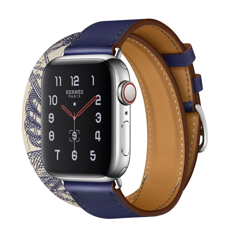 Skorter | For Apple Watch 3 / 2 / 1 Generation 42mm Universal Screen Print Double Loop Watch Strap (Blue)