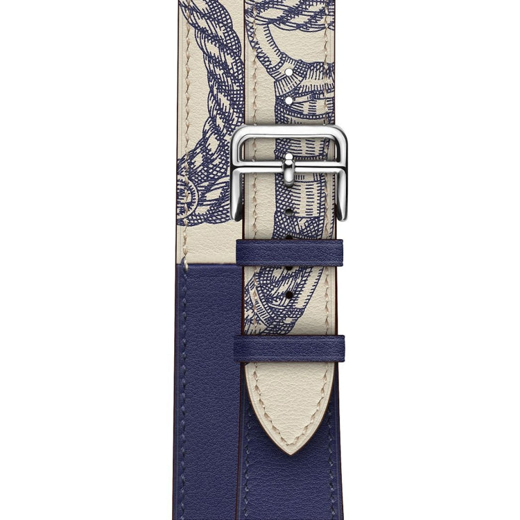Skorter | For Apple Watch 3 / 2 / 1 Generation 42mm Universal Screen Print Double Loop Watch Strap (Blue)