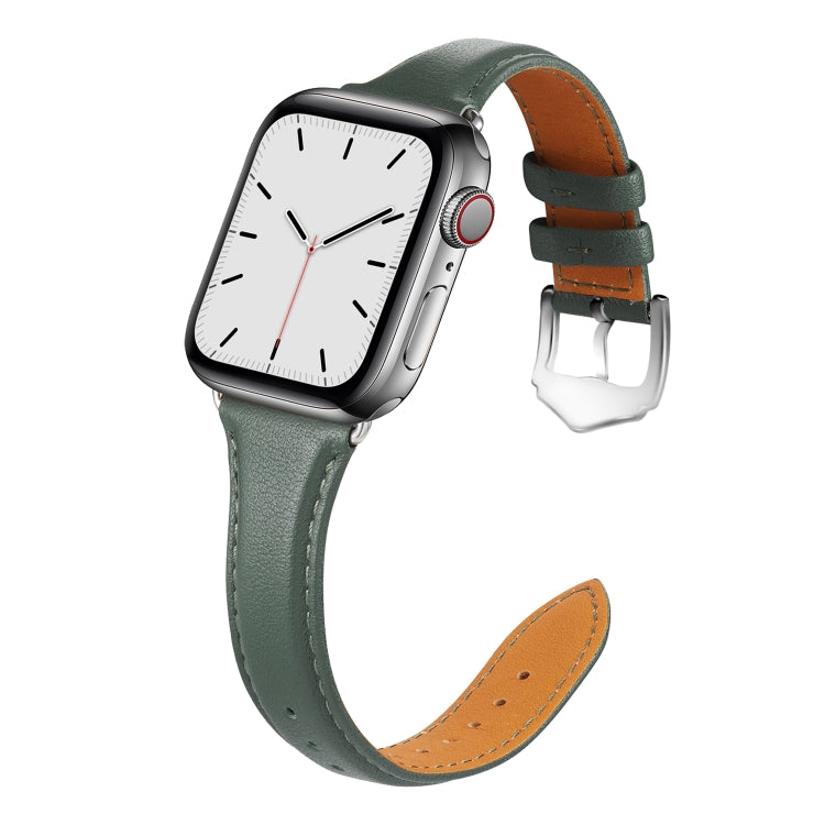 Skorter | For Apple Watch 3 / 2 / 1 Generations 42mm Universal Slim Leather Band (Black Green)