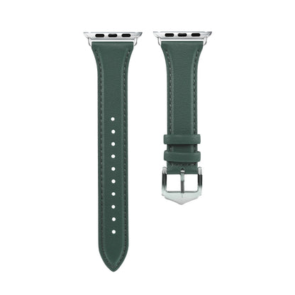 Skorter | For Apple Watch 3 / 2 / 1 Generations 42mm Universal Slim Leather Band (Black Green)