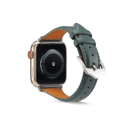 Skorter | For Apple Watch 3 / 2 / 1 Generations 42mm Universal Slim Leather Band (Black Green)