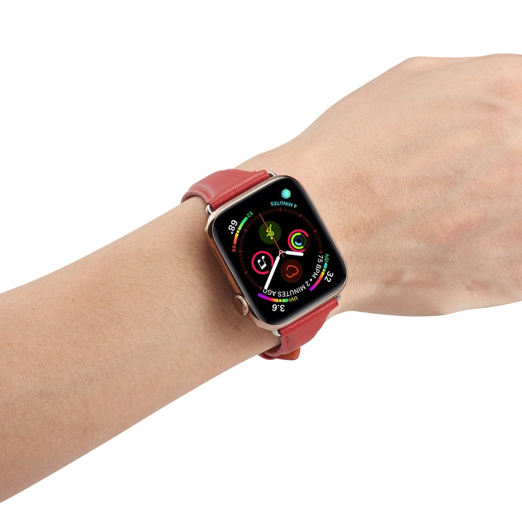 Skorter | For Apple Watch 3 / 2 / 1 generations 42mm universal thin leather strap (Red)