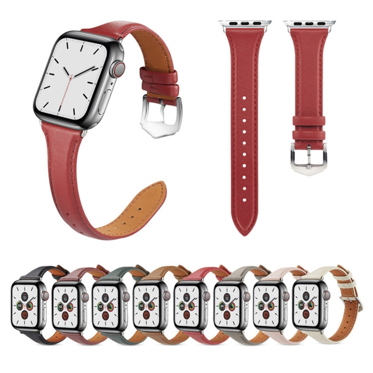 Skorter | For Apple Watch 3 / 2 / 1 generations 42mm universal thin leather strap (Red)