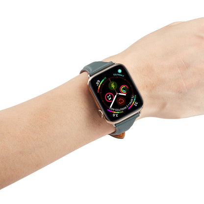 Skorter | For Apple Watch 3 / 2 / 1 generations 38mm universal thin leather strap (black green)