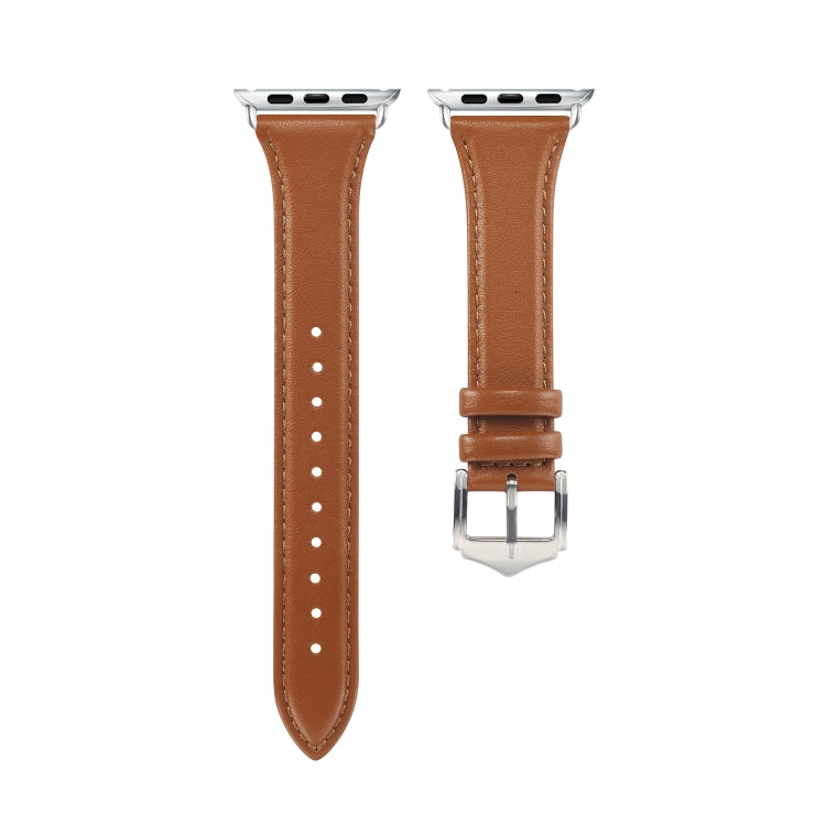 Skorter | For Apple Watch 3 / 2 / 1 Generations 38mm Universal Slim Leather Strap (Brown)