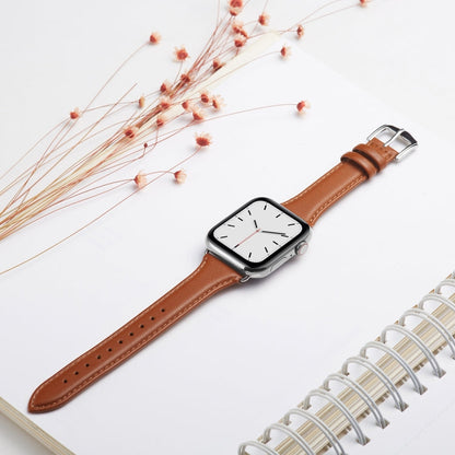 Skorter | For Apple Watch 3 / 2 / 1 Generations 38mm Universal Slim Leather Strap (Brown)