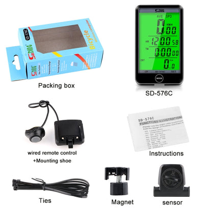 Skorter | SUNDING SD-576C Bicycle LCD Backlight Stopwatch Bike Speedometer Cycling Odometer Stopwatch(Blue)