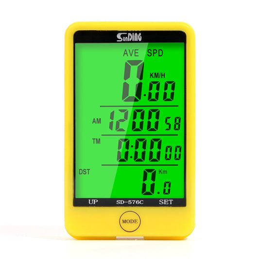 Skorter | SUNDING SD-576C Bicycle LCD Backlight Stopwatch Bike Speedometer Cycling Odometer Stopwatch(Yellow)