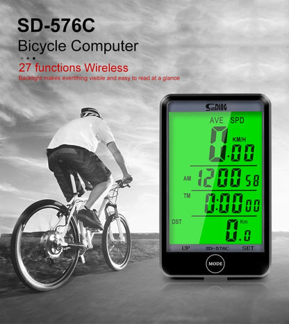Skorter | SUNDING SD-576C Bicycle LCD Backlight Stopwatch Bike Speedometer Cycling Odometer Stopwatch(Yellow)