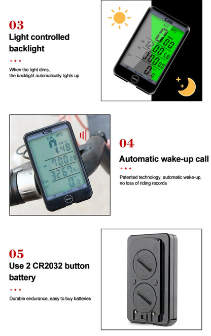 Skorter | SUNDING SD-576C Bicycle LCD Backlight Stopwatch Bike Speedometer Cycling Odometer Stopwatch(Yellow)