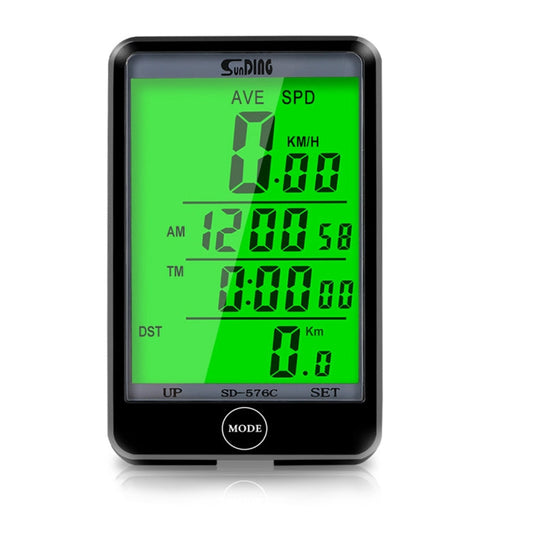 Skorter | SUNDING SD-576C Bicycle LCD Backlight Stopwatch Bike Speedometer Cycling Odometer Stopwatch(Black)