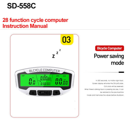 Skorter | SUNDING SD-558C Bicycle Computer Wireless Digital LCD Backlight Road Speedometer Stopwatch Speedometer