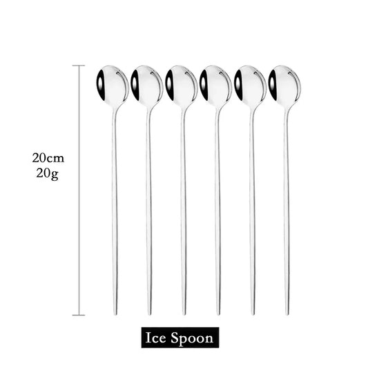 Skorter | Golden 6-piece Long Handle Spoon Set