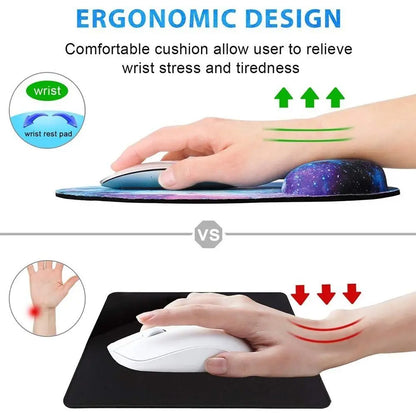Skorter | Ergonomic Marbled Texture Mouse Pad - Non-Slip Wrist Rest - Comfortable Gaming Mat