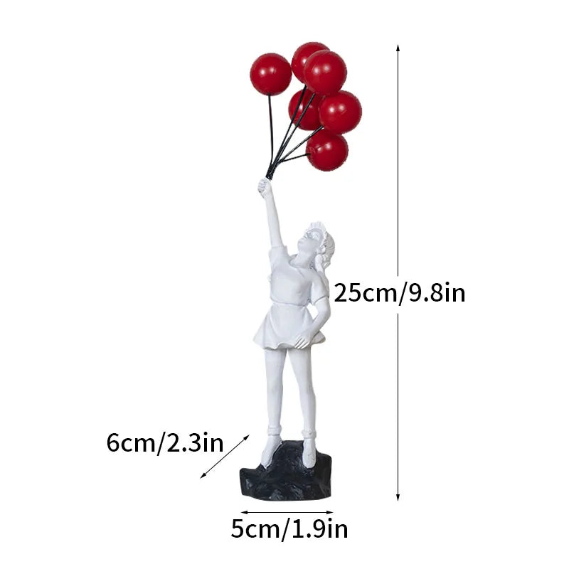 Skorter | Dropshipping Banksy Sculpture Collection Flower Thrower Statue Pop Art Modern Balloon Girl Figurine Office Home Decoration