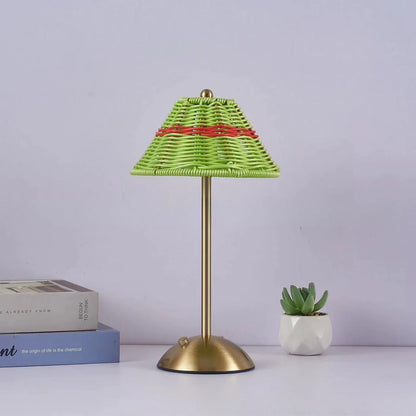Skorter | Rechargeable Rattan Desk Lamp – Retro Wireless Table Lamp for Living Room, Small Size with Warm LED Light