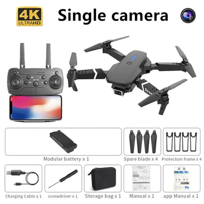 Skorter | E88 Foldable RC Drone – 4K Wide-Angle HD Camera 1080P WiFi FPV Height Hold Quadrotor Helicopter