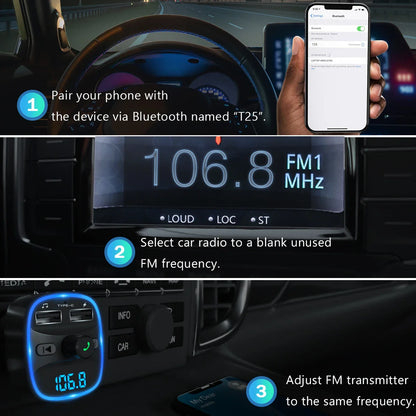 Skorter | Bluetooth FM Transmitter Car Kit with Dual USB Charger and MP3 Player