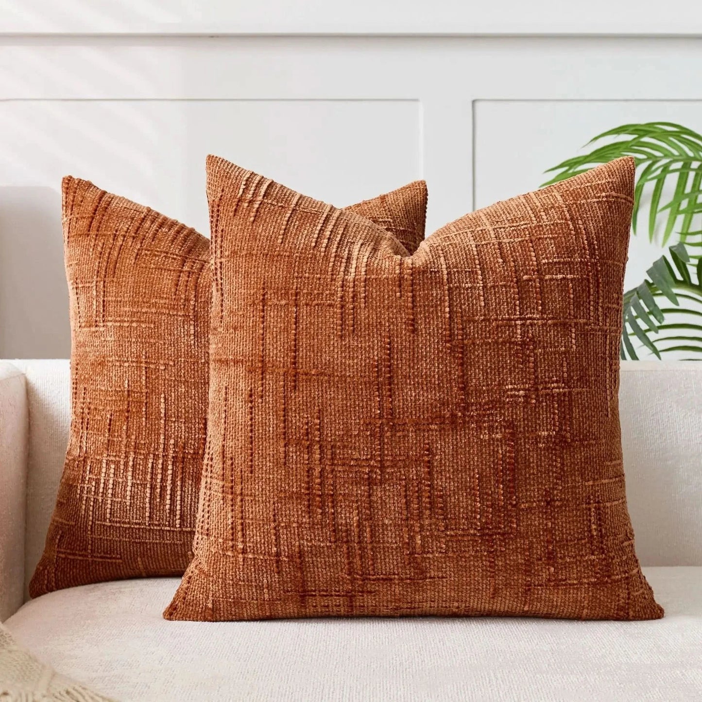 Skorter | Chenille Throw Pillow Cover Bamboo Texture Solid Color