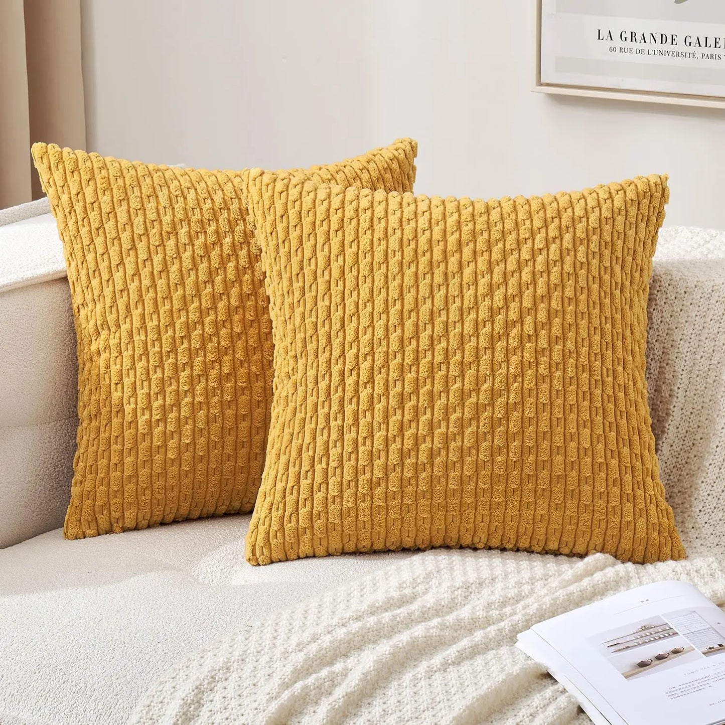 Skorter | Boho Ribbed Corduroy Cushion Cover – Stylish Striped Decorative Pillowcase for Sofa or Bed