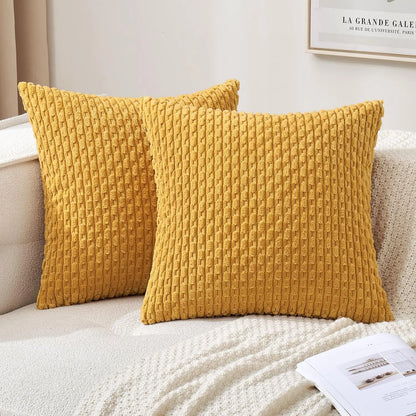 Skorter | Boho Ribbed Corduroy Cushion Cover – Stylish Striped Decorative Pillowcase for Sofa or Bed