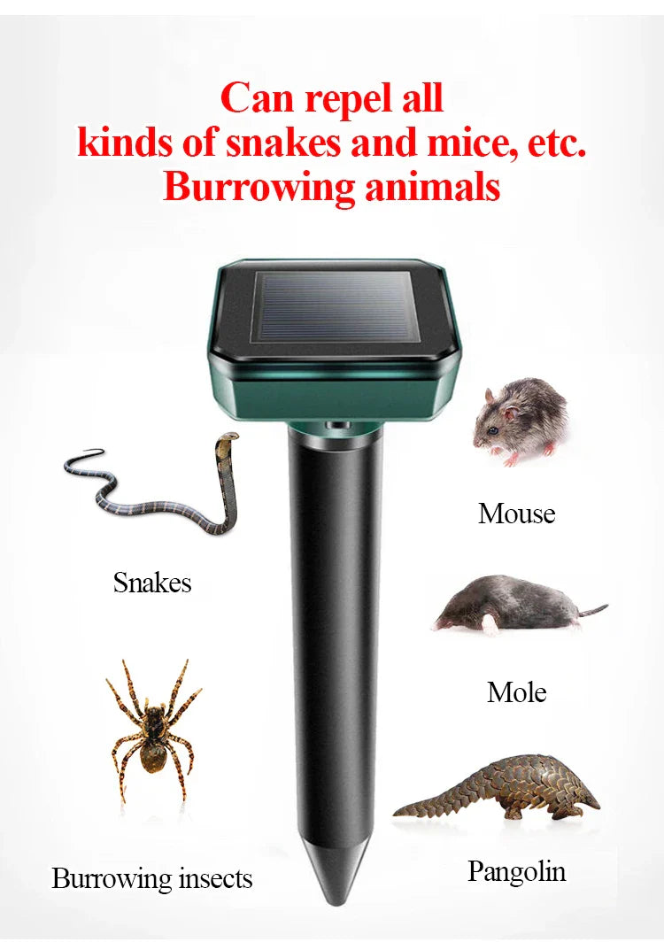 Skorter | Solar-powered snake and pest deterrent – Ultrasonic device for the garden