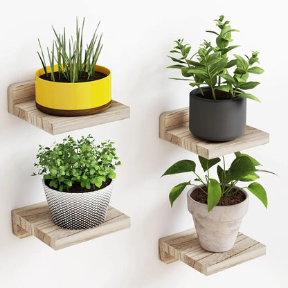 Skorter | 4-Pack Small Floating Wooden Shelves