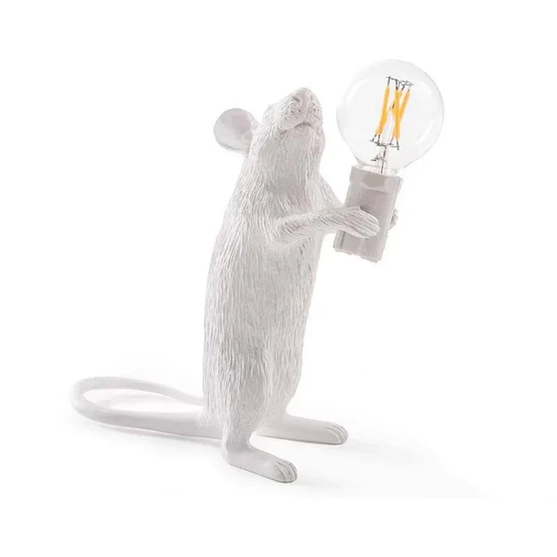 Skorter | Modern LED Animal Table Lamps: Resin Rat, Cat, and Squirrel Night Lights