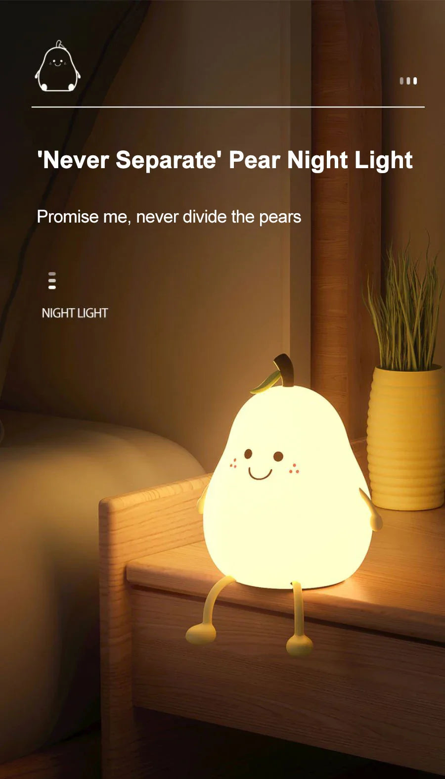 Skorter | Pear Night Light - 7-colors Dimming Touch Lamp