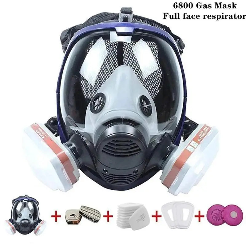 Skorter | Full Face Respirator Mask with Anti-Fog Lens and Industrial Gas Filters