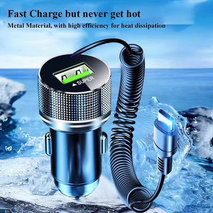 Skorter | 300W USB-C Car Charger with Spring Cable - Super Fast Charging