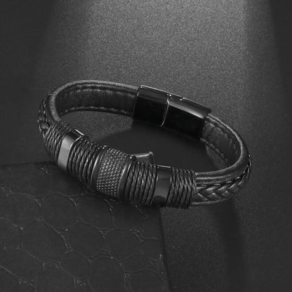 Skorter | Leather Braided Bracelet With Charms
