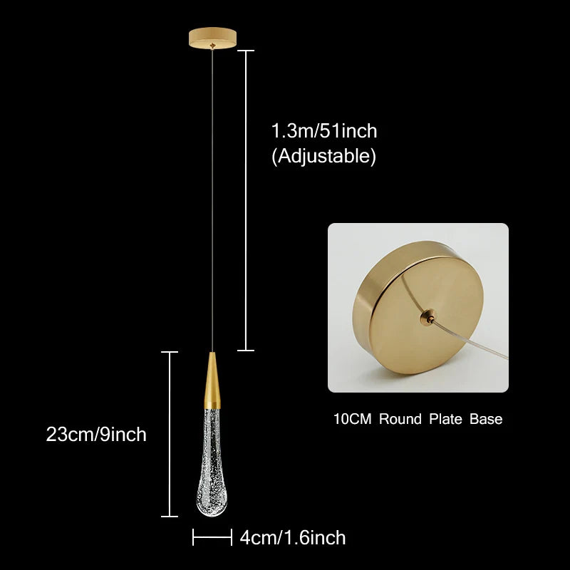 Skorter | Crystal LED Pendant Lights: Perfect for Bedrooms, Dining Rooms, Bar - Water Droplet Chandelier, Stair Lamp for Interior Decoration