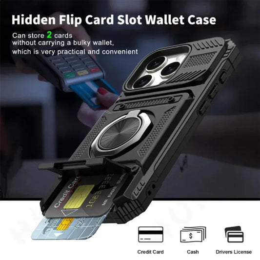 Skorter | Card Slot Protector Case with Magnetic Kickstand for iPhone