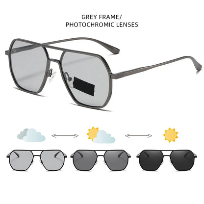 Skorter | Metal Photochromic Sunglasses UV400 Polarized Anti-Glare Chameleon Driving Shades for Men & Women